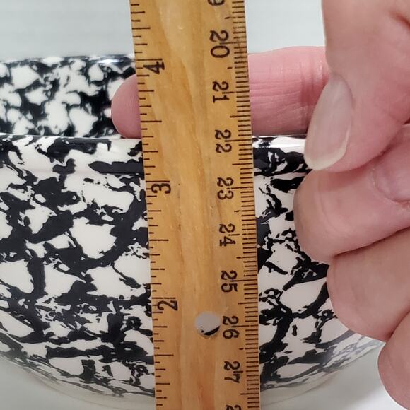 Vintage Gaetano Pottery 8" Serving Bowl Black White Splatter Ceramic MCM USA - Picture 9 of 10